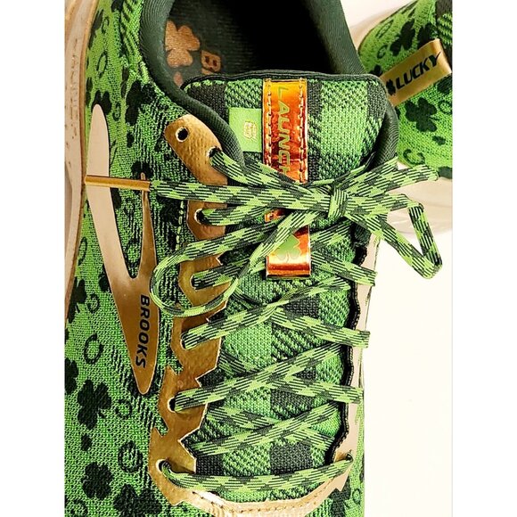 Womens 9 M Brooks Launch 6 St Patrick’s Day Green Shamrocks Running Lucky Shoes - Picture 16 of 16